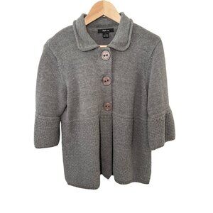 WOMEN'S M Style & Co gray 3/4 sleeve button cardigan sweater